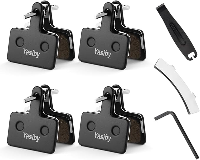 Bike Brake Pads, 4 Pairs Disc Brake Pads High-Performance with Installation Tools, Premium Semi-Metallic & Organic Resin MTB Bicycle Brake Pads Replacement Compatible with TRP Tektro Shimano Deore Br