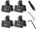 Bike Brake Pads, 4 Pairs Disc Brake Pads High-Performance with Installation Tools, Premium Semi-Metallic & Organic Resin MTB Bicycle Brake Pads Replacement Compatible with TRP Tektro Shimano Deore Br