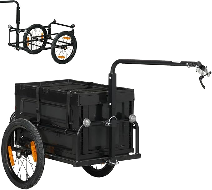 Bike Cargo Trailer with Removable Storage Box, Bicycle Trailer w/Quick Release 16" Wheels and Safe Reflectors