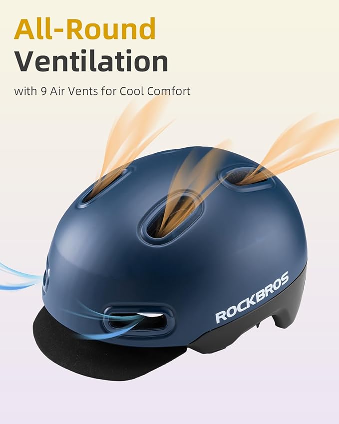 ROCKBROS Bike Helmet for Adults, Adjustable Cycling Helmet for Men & Women [CPSC Safety Certified] Bicycle Helmet for Commuting, Road Biking, Skating