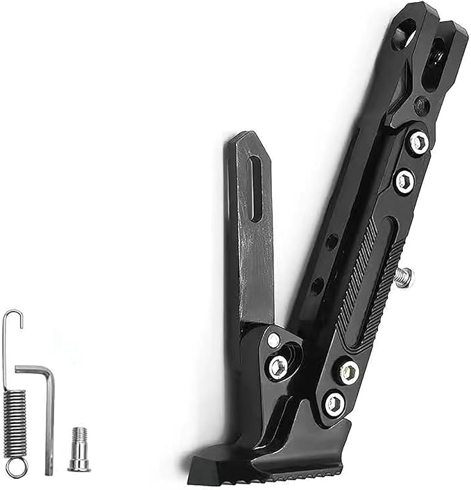 Universal Motorcycle Kickstand for BMW G310GS G310 GS G 310 GS, Adjustable Side Stand for Scooter Dirt Bike Motorbike Anti-Slip Foot Pad Heavy Duty Aluminum Alloy,A Black
