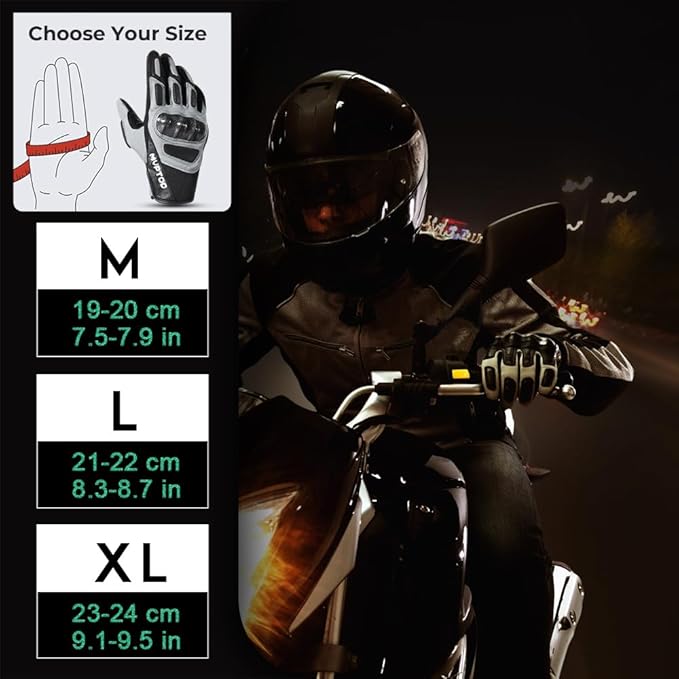 WTACTFUL Goatskin Leather Carbon Knuckle Motorcycle Gloves for Ultimate Protection and Comfort