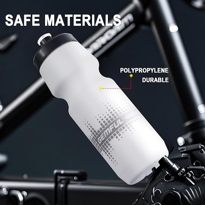 GEMFUL Bike Water Bottle 24oz Cycling Water Bottle BPA-Free with Leak-Proof Lid Squeeze Design No-Sweat Grip Fits Standard Bike Cages for Mountain Road Bikes (Green Black)