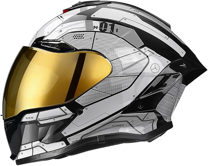 Full-face Helmet Biker Helmet ABS with EPS Cushion Liner Removable Washable 8 Air Vent Free Switch Long and Short Lens Replacement for Adult Unisex