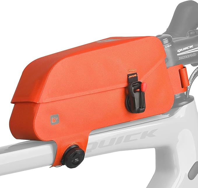 Top Tube Bike Bag with Magnetic Flap Waterproof Bike Frame Bag Bike Packing Cycling Tools Storage Bag for Road MTB Bike (Orange)