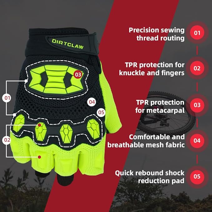 Seibertron Unisex BMX MX ATV MTB Racing Mountain Bike Bicycle Cycling Off-Road/Dirt Bike Gloves Road Racing Motorcycle Motocross Sports Gloves Touch Recognition Full Finger Glove