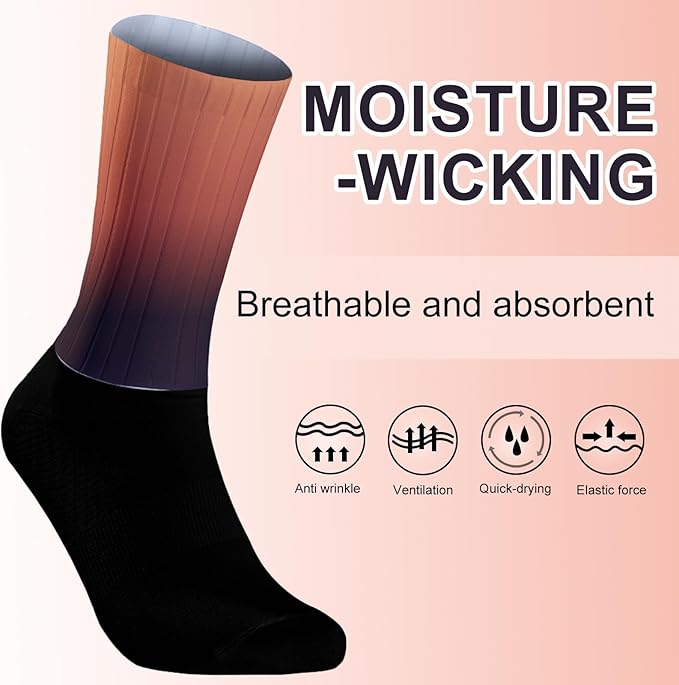 Cycling Socks Athletic Crew Socks Breathable Cushioned Compression Running Hiking Socks For Mens Womens