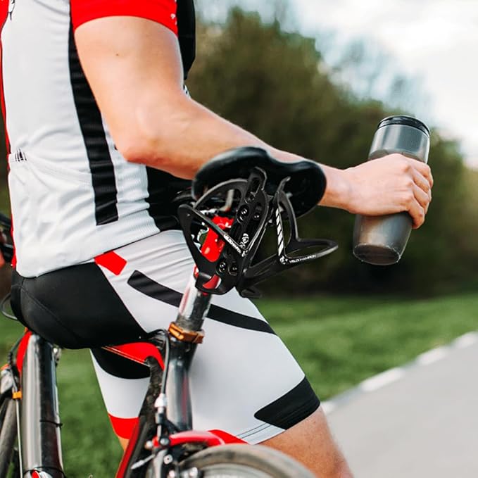 VeloChampion Bike Dual Bottle Cage Holder | Carry 2 Bottles up to 750ml | Ideal for Triathlon & Road Cycling | Suitable for Saddle Rails 50-70mm (Premium)