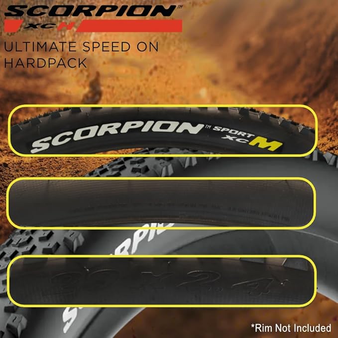 Pirelli Scorpion Sport XC M 29 x 2.2 & XC M 29 x 2.4 Black Folding Tire for Mountain Bikes - Mixed Terrain Performance, Lightweight and Durable for Varied Terrain with Pirelli Scorpion Keychain.