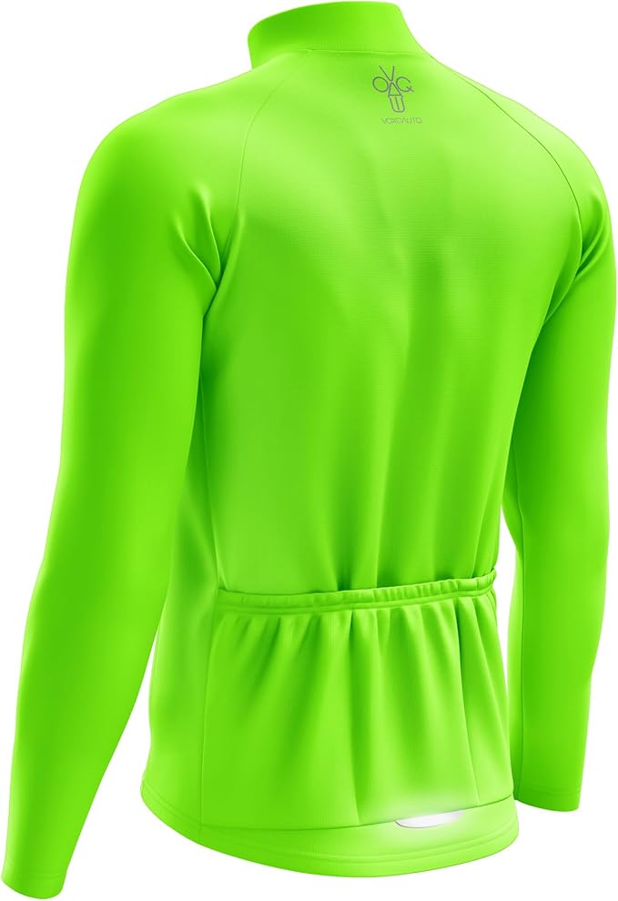 Men's Cycling Jersey Moisture Wicking Long Sleeve Full Zip Bike Road Riding Biking Shirts+ Cycling Glasses