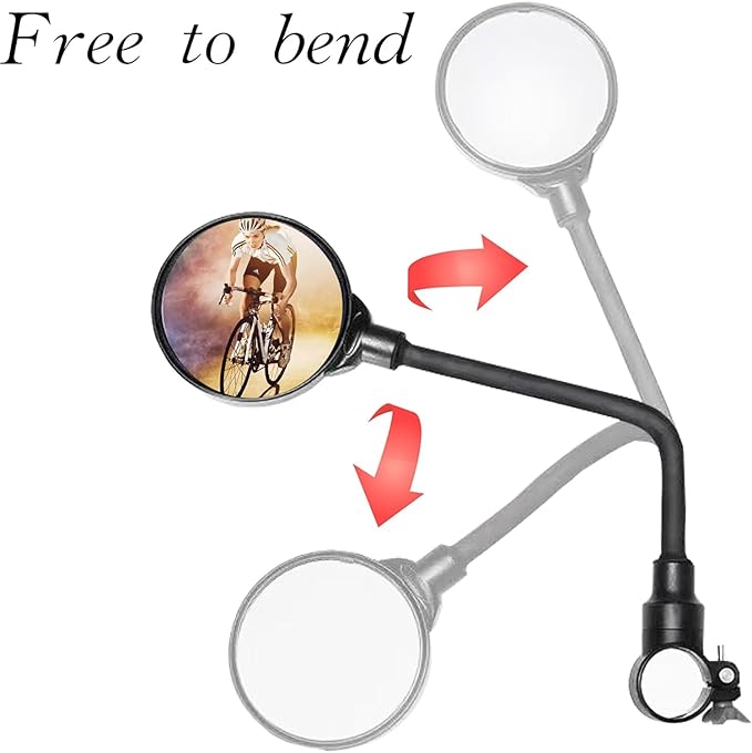 Bicycle Rearview Mirror 2-Pack - Adjustable Wide Angle Bike Mirror Rotatable Shockproof Convex Mirror Round Bike Rear View Mirrors for Handlebars