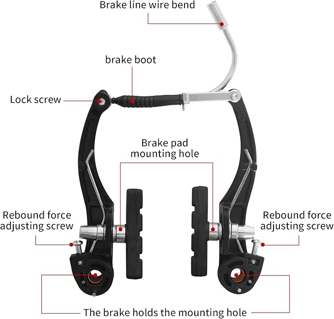 Complete Bike Brakes Set, Universal Bike Front and Rear MTB Brake, Inner and Outer Callipers Cables Lever Kit with Multi-Tool Wrenches Black