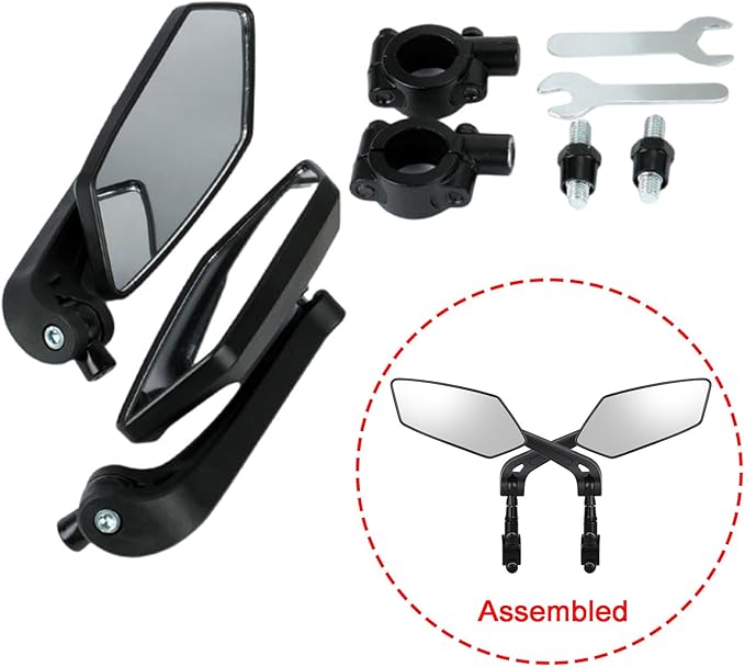 Bike Mirror, Bicycle Mirrors of Handlebars Rotate Rearview Glass Lens, Safe Cycling Bike Rear View Mirror (Diamond)
