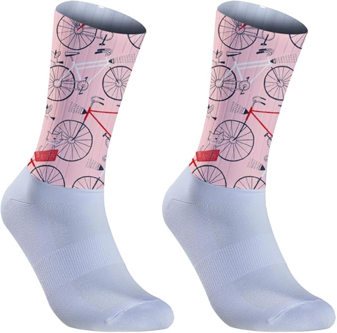 Cycling Socks Athletic Crew Socks Breathable Cushioned Compression Running Hiking Socks For Mens Womens