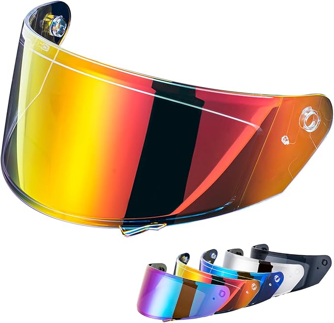 VCOROS X9 Full Face Motorcycle Helmet Replacement Shield 5Color Lens Available (Chrome Red)