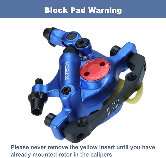 HB-100 Line Pulling Hydraulic Disc Brake Calipers，Mechanical Disc Brakes for MTB, Mountain Bike, E-bike and Electric Bike 2PCS Front/Rear Black/Red/Gold (Blue)