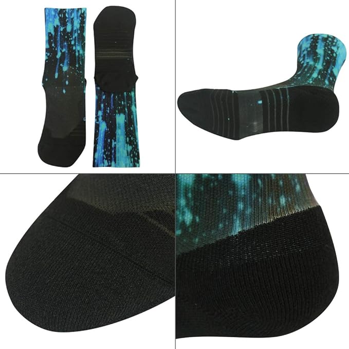 HUSO Cycling Socks for Men Women, Novelty Bike Socks Fun Running Basketball Athletic Crew Socks 3, 4, 7 Pairs