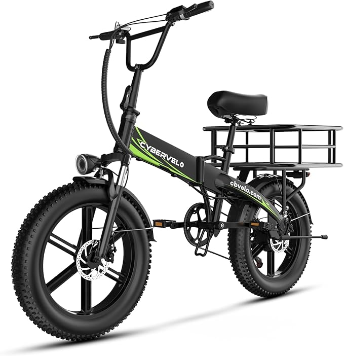YorkE 1000W Folding Electric Bike, 48V 20AH Large Removable Battery E Bike, 30+MPH, 80 Miles Max Range, 20" Fat Tire Electric Bike for Adults, Adult Electric Bicycles for Commute, 7-Speed