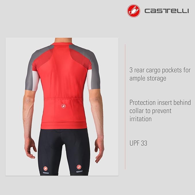 CASTELLI Men’s Entrata 6 Jersey, UPF Sun Protection, Quarter Length Sleeve Jersey for Road Cycling & Gravel Biking & Racing