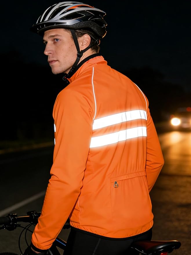 WOSAWE Men's High Visibility Cycling Wind Jacket Water Resistance Reflective Windbreaker