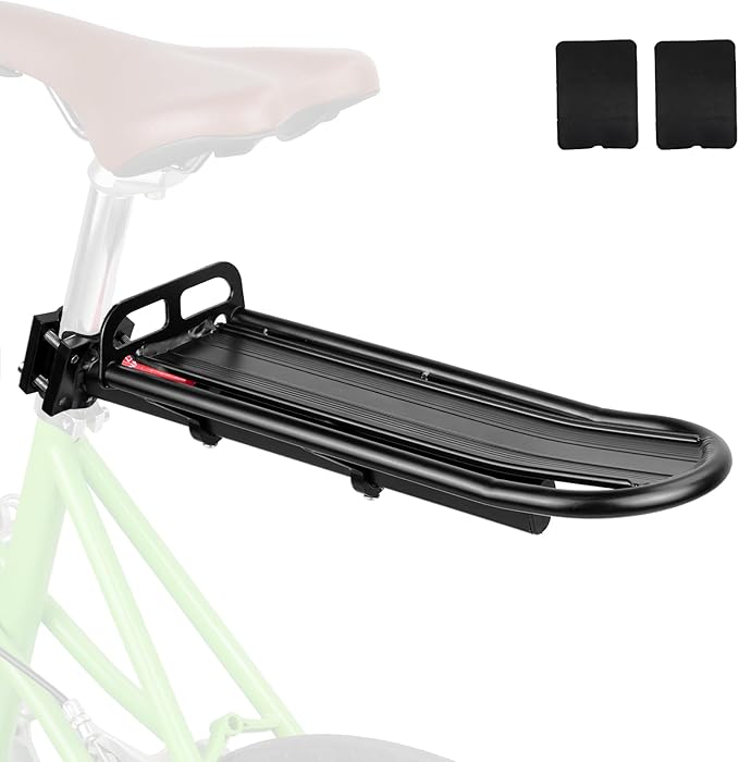 Rear Bike Rack, Retractable Aluminum Alloy Quick Release Cargo Carrier, Max Load 20 lbs, Suitable for Mountain, Commuter, Folding Bikes, Black