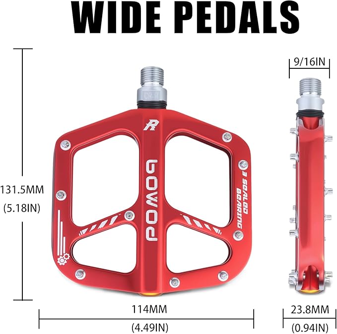 Bike Pedals 9/16" Lightweight Non-Slip Bicycle Platform Pedals - Fits Most Adult Bikes & Mountain Bikes &MTB, Road Bikes and Slip-Resistant Design
