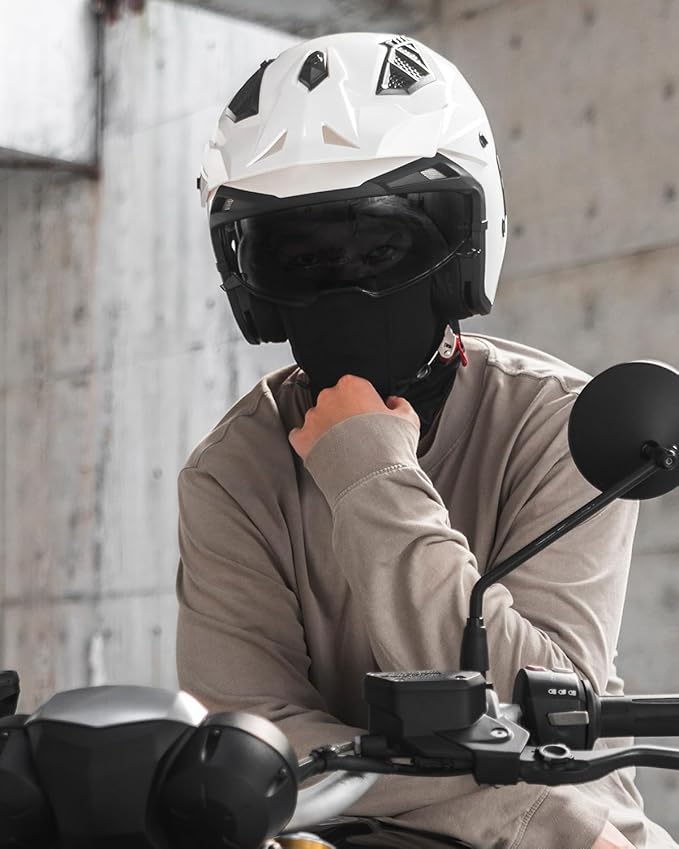 ILM Open Face Motorcycle 3/4 Half Helmet for Men and Women, Vintage Retro Helmet with Visor for Moped ATV Cruiser Scooter DOT Model Z302(White,Medium)