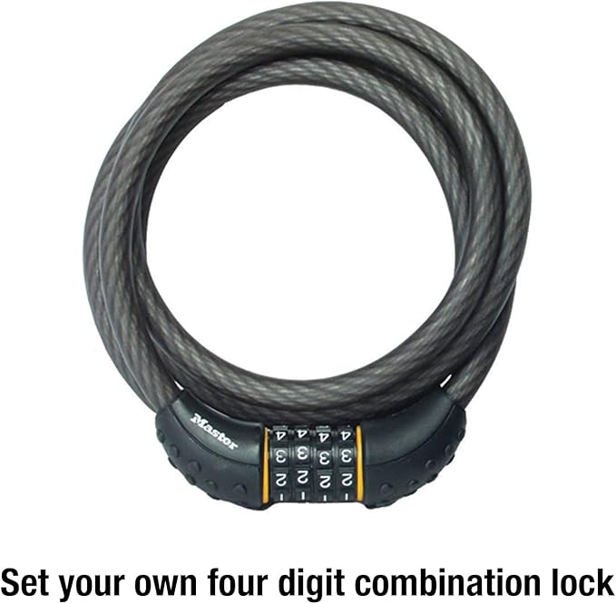 Master Lock Cable Lock, Set Your Own Combination BikeLock, 6 ft. Long, Black, 8122D (Pack of 144)