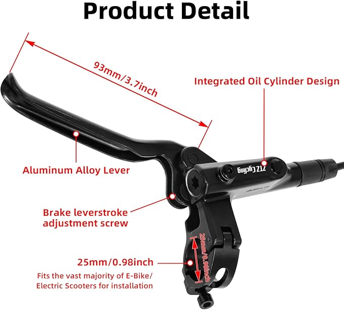 2-Pistons MTB Disc Brake Set Hydraulic Disc Brake Kit Left Rear Right Front with 160mm Rotors Aluminum Alloy Hydraulic Brake Fit for Mountain Bike E-Bike Fat Bike (Black)