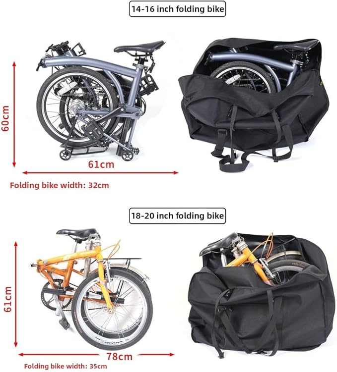 Folding For Bike Storage Bag for 14-20 Inch, Oxford Cloth Travel Cover with Padded Strap, Portable Carry Case for Commuter Foldable on Public Transport(for 14-16inch)