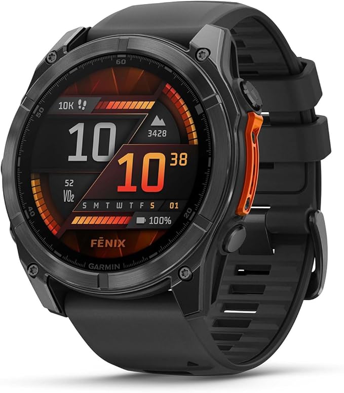 PlayBetter Garmin Fenix 8 AMOLED (51mm, Slate Gray/Black) Multisport GPS Smartwatch Bundle - 1.4” Touchscreen, Built-in LED Flashlight Wireless Running Earbuds