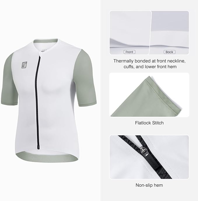 Santic Men's Cycling Jersey Short Sleeve Tops Pro Road Bike Shirt Full Zipper UPF 50+ Bicycle Jersey with Pockets