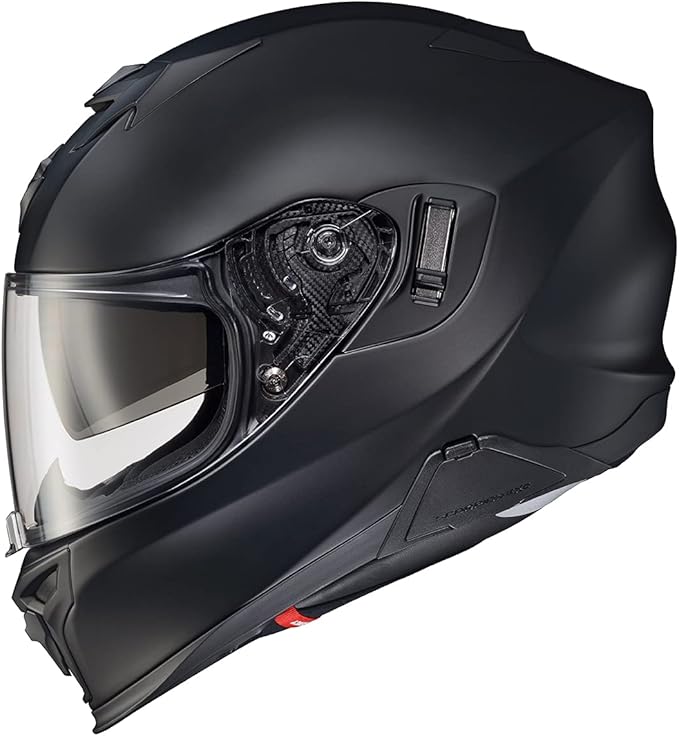 ScorpionEXO T520 Full Face Touring Motorcycle Helmet with Bluetooth Ready Speaker Pockets DOT ECE Approved Solid (Matte Black - Medium)