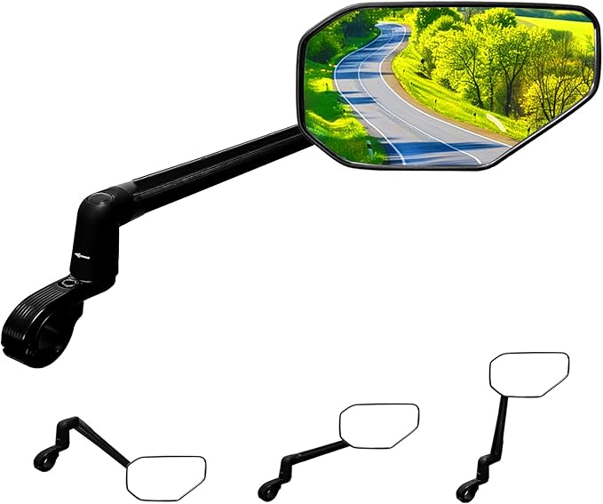 Bike Mirror, New Foldable Bicycle Mirror for Handlebar, 360° Adjustable Bar End Rear View Mirrors for E-bike, Mountain Bike, City Bikes & Scooter (Right 0.87-1")