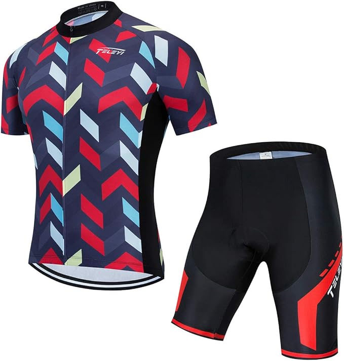 Men's Cycling Jersey Set, Summer Mountain Bike Clothing Short Sleeved Riding Jerseys