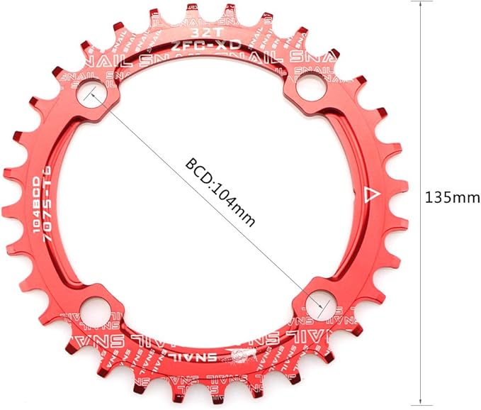 CYSKY 104 BCD Chainring 30T to 52T Narrow Wide Chainring with Sprocket Bolts for 1x Set-up Road Bike Mountain Bike BMX MTB Gravel Ebike