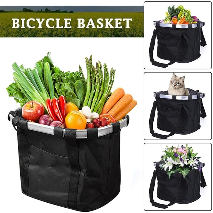 Detachable Bike Basket, Dog Cat Bicycle Handlebar Front Bag Pet Carrier with 5 FT Dog Leash for Cycling, Shopping, Picnic, and Outdoor