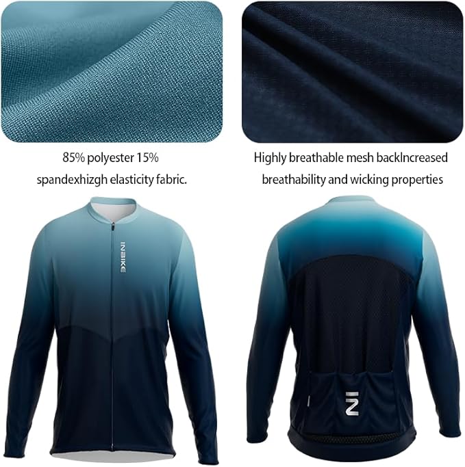INBIKE Plus Size Cycling Jersey Men 3XL-5XL Bike Shirt for Big and Tall Short Long Sleeve Biking Clothing with Pockets