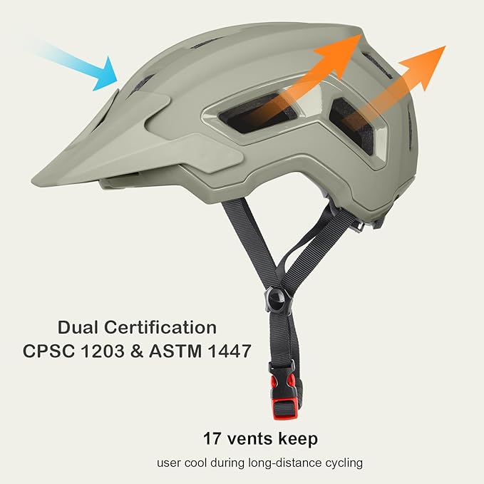 Bike Helmet for Adult & Youth, Lightweight MTB Helmet with Adjustable Visor for Mountain/Road Cycling, 2 Sizes for Men Women Boys Girls