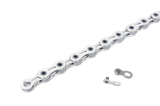 PYC SP1101 11-Speed Bike Chain, 116 Links (116L), Super Lightweight Hollow-Pin Bicycle Chain for Mountain (MTB) & Road Bikes, Compatible with Shimano, SRAM, Campagnolo (Silver)