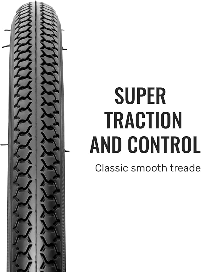 Hycline 26X1 3/8 Bike Tire Set: 2-Pack (37-590) Folding High-Density Bicycle Tires with Schrader Tubes & Tire Levers – Fits Vintage 26×1 3/8 City/Commuter Bikes