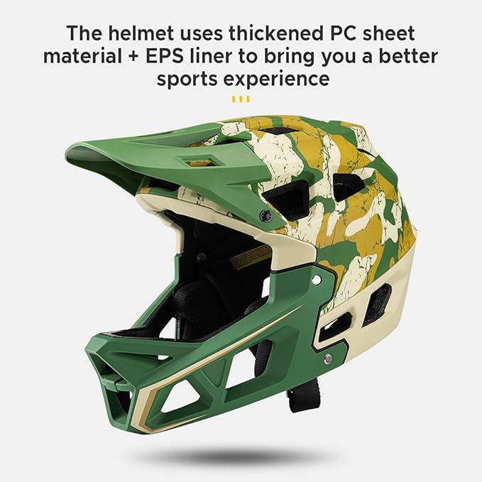 Lixada Adult Bike Helmet, Full Face Mountain Bike Helmet Lightweight Bicycle Helmet with Pads & Visor, Comfort Cycling Helmet Racing Downhill MTB Helmet for Men Women
