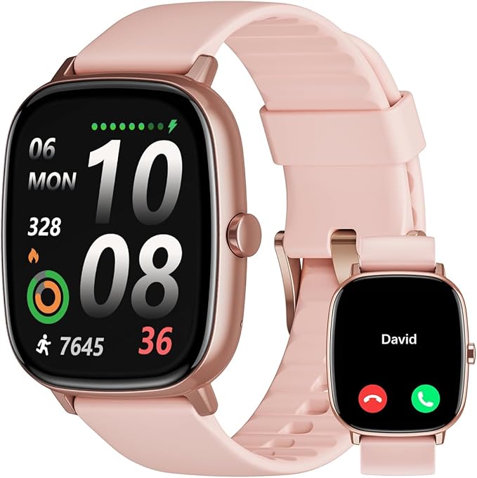 HUAKUA Smart Watches for Women with GPS Built-in, Answer/Make Calls, 1.95" Smartwatch for iPhone/Android Phones, Fitness Watch with Heart Rate/Sleep Monitor 100+ Sports Modes IP68 Waterproof (Pink)