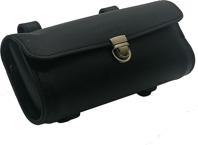 WUYAN Bike Handlebar Leather Bags Under Seat Retro Classical Mountain MTB Road Bike Leather Bag for Cell Phone， Saddle Tail Rear Pouch Seat Storage Cycling Case Carry Accessories