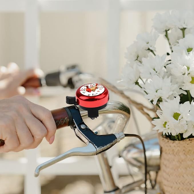 WIRESTER Red Aluminum Round Bike Bell, Classic Ring Bicycle Bell, Bike Accessories Bell Ring for Adults Kids Girls Boys