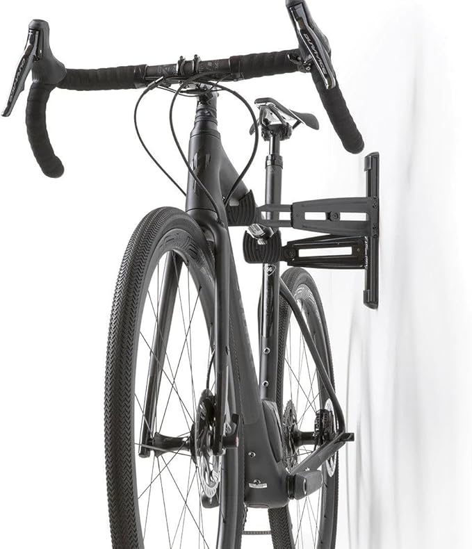 FEEDBACK SPORTS | Velo Wall Rack 2D Bike Storage | Bicycle Hangar Mount W/Adjustable Arms | Road, Gravel, Mountain Bike Compatible | For Garage, Apartment, Shed | Black