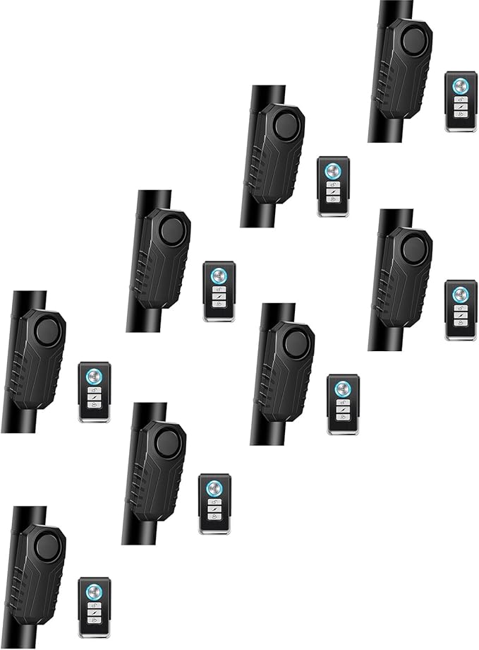 Bike Alarms,Bike Alarm Anti Theft, Bicycle Alarms with Remote,113dB Super Loud Bicycle Vibration Motion Sensor Siren Anti Theft Security System IP65 Waterproof, 8Pack