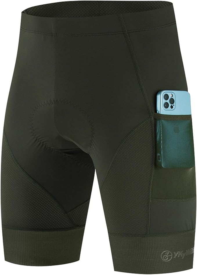 YKYWBIKE Cycling Shorts Men with Pockets,4D Padded Bike Shorts for Men,Biker Short UPF 50+ MTB Bicycle Road Biking Short