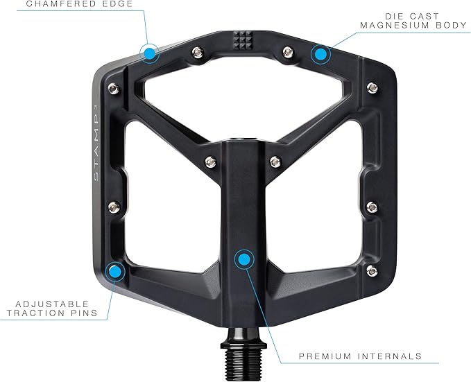 Crankbrothers Stamp Flat MTB Pedals - Size-Specific, Lightweight, Versatile, Durable Bike Pedals