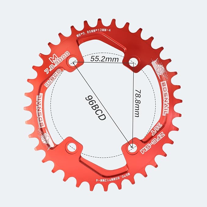 DJC Bike Chainring Asymmetrical 96BCD Round/Oval for XT SLX M6000 / M7000 / M8000 / M9000 MTB 7/8/9/10/11/12 Speed Narrow Wide 30T/32T/34T/36T/38T Tooth